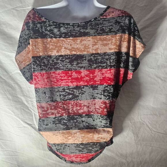 Vintage y2k grey peach red semi sheer ruched side top - Picture 2 of 4